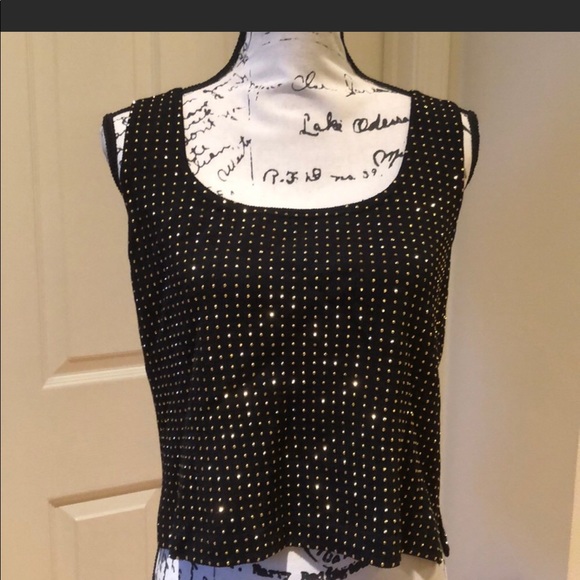St. John Tops - St. John Black Gold Studded Sleeveless Top size 10